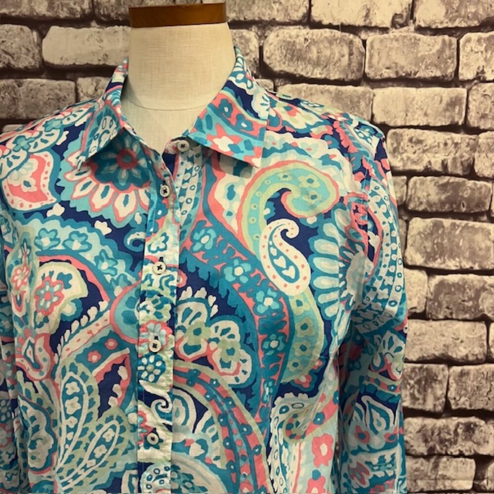 Talbots Multicolored Button Down Long Sleeve Blou… - image 2